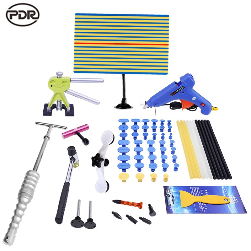 PDR Tools Set Dent Removal Car Dent Paintless Repair Tools Reflection Board Dent Lifter Dent Puller Tabs Suckers PDR Glue Kit