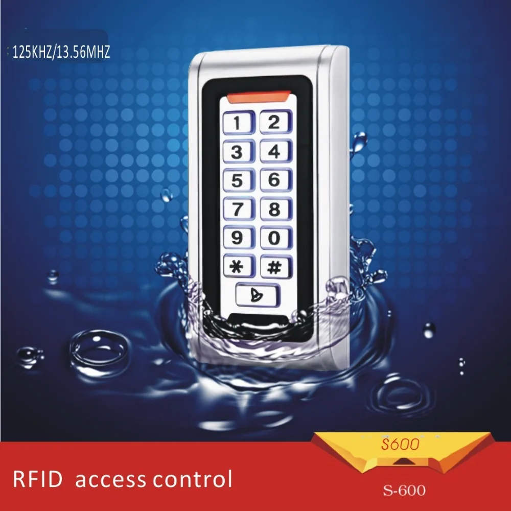 

Free shipping metal shell &Waterproof access control machine125KHZ RFID+password keyboard for Wg26 reader +10pcs crystal tags