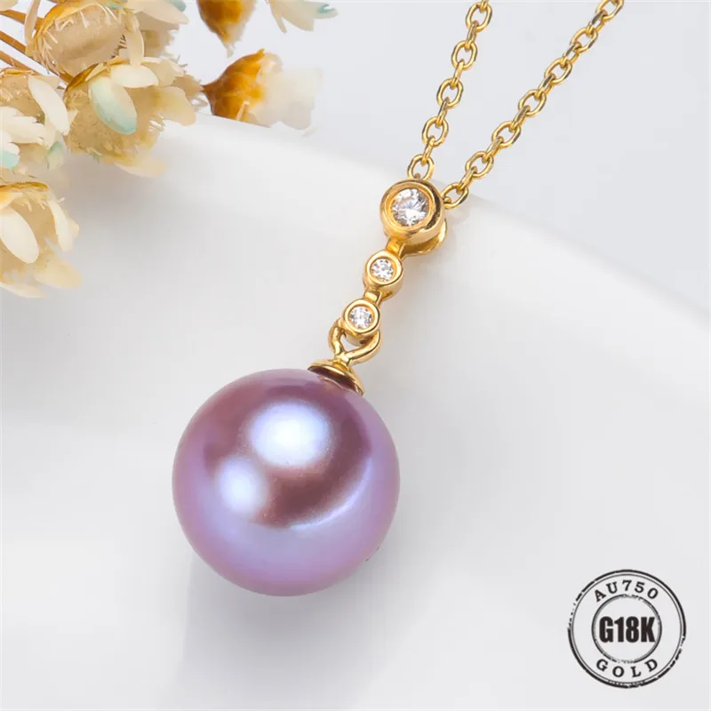 

DIY Pendant Jewelry Findings Blank Pendants Bracket AU750 G18K Yellow Gold Simple Bracket Natural Pearl Cap Accessories