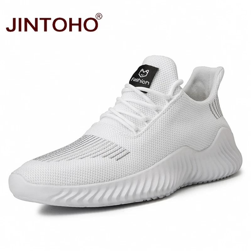 JINTOHO/большие размеры; Летняя мужская обувь; дышащая мужская модная обувь; белые кроссовки для мужчин; корейские мужские кроссовки; zapatillas hombre - Цвет: white