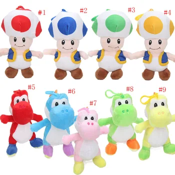 

Cheap EMS 45pcs/lot Mushroom Plush Figure Keychain Runing Yoshi Super Mario Bros Soft Plush Pendant Keyring