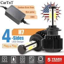 Lâmpadas de Farol de Carro CarTnT H7 LED H1 H4 HB3 5202 9005 HB4 9006 H13 H11 H8 9004 9007 Lâmpada LED canbus 100W 6000K 12 16000LM V 24v