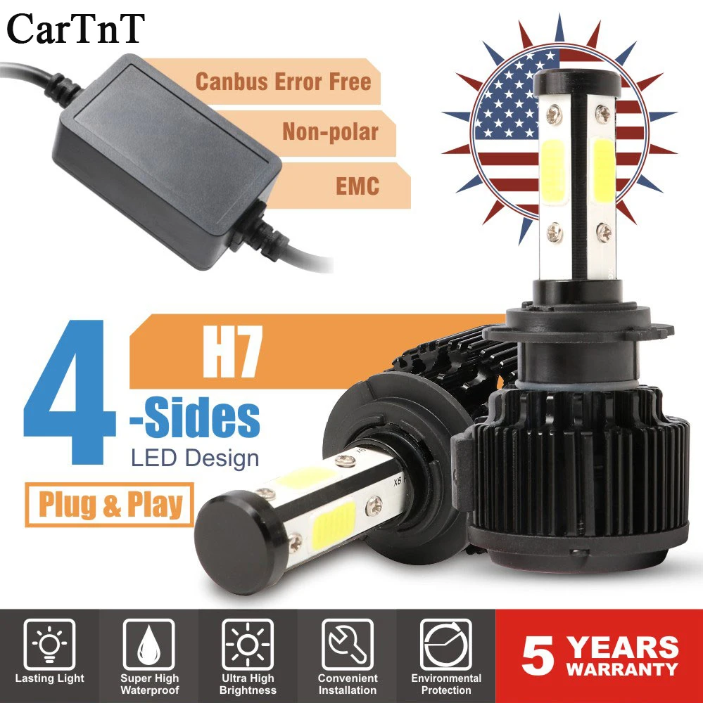 CarTnT автомобильные лампы для передних фар H7 светодиодный H1 H4 HB3 5202 9005 HB4 9006 H13 H11 H8 9004