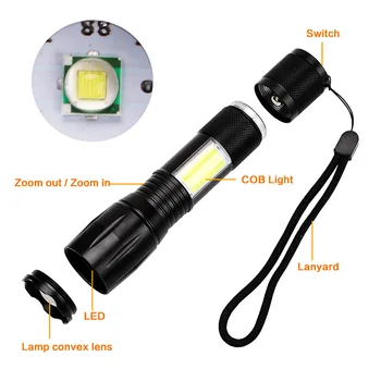 

DSHA COB aluminum alloy strong light tube A100 mini stretch zoom LED flashlight metering flashlight