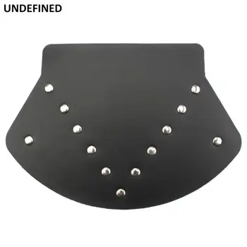 

Motorcycle Black Leather Outlined Front/Rear Fender Flap Mud Guard For Harley Touring Road Street Electra Glide CVO Universal