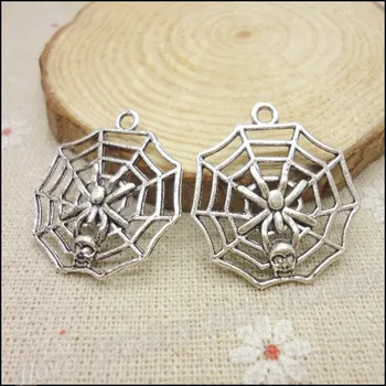 

50 pcs Charms Halloween Spider Pendant Tibetan silver Zinc Alloy Fit Bracelet Necklace DIY Metal Jewelry Findings