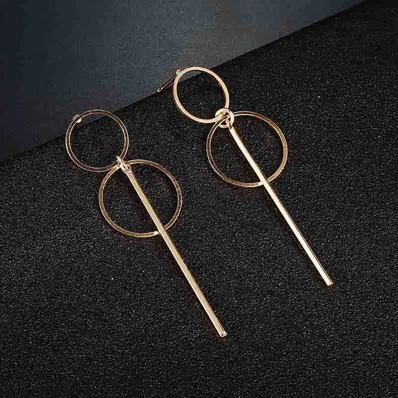 Простые ассиметричные серьги для женщин, акриловые серьги, Золотые круглые квадратные геометрические серьги в Корейском стиле, модные серьги - Окраска металла: e0204jinse