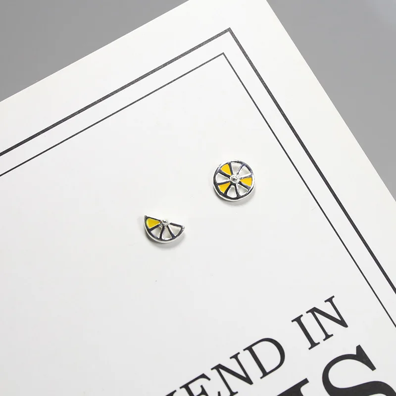 

Sweet Asymmetrical Lemon 925 Sterling Silver Stud Earrings
