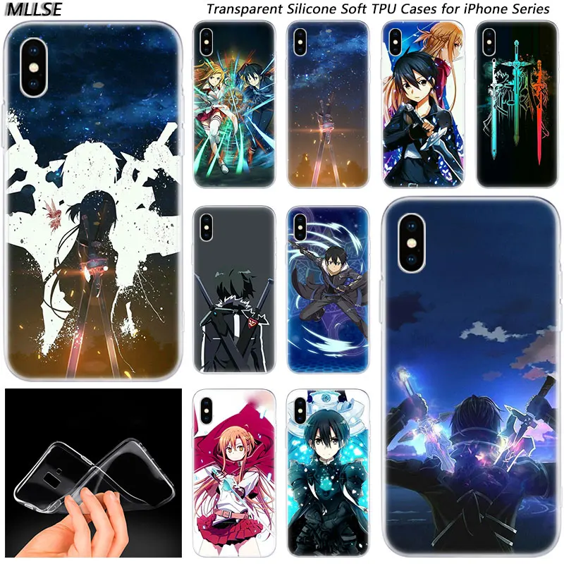 

Hot Sword Art Online SAO Anime Manga Fashion Silicone Case Cover for Apple iPhones 11 Pro XS Max X XR 7 8 6 6s Plus 5S SE Cases