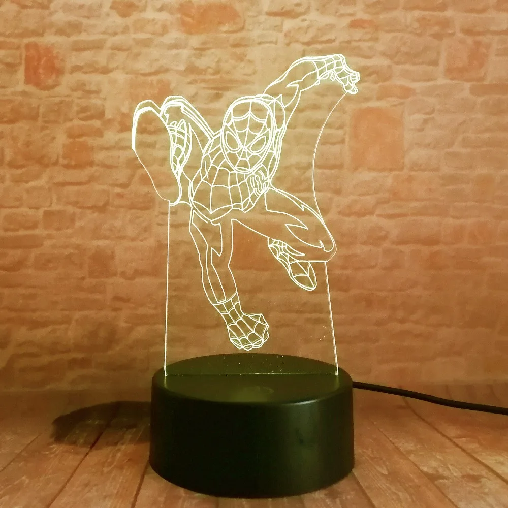 5 различных супергероев Человек-паук 3D лампа 7 цветов светодиодный градиентный ночной Светильник дети Lampara спящий творческий подарок на праздник