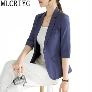 

Plus Size 4XL Summer Elegant Short Blazer Women 2019 New Korean Slim Female Suit Single Button Short Jacket Outwear Tops LX141