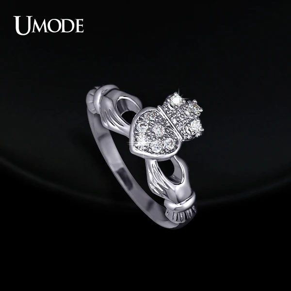 UMODE Рождественский подарок, кладдахское женское кольцо с узором для влюбленных: корона, рука и сердце UR0127