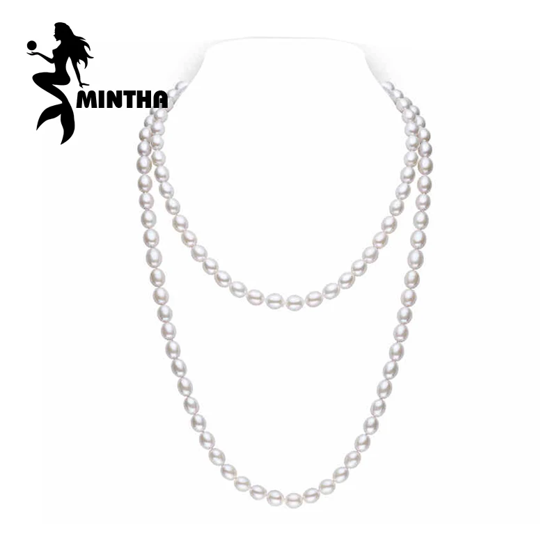 MINTHA Pearl Jewelry,natural pearl necklace 7-8mm,oval pearl necklace for women Multiple layers Necklace trendy long necklace MINTHA Pearl Jewelry,natural pearl necklace 7-8mm,oval pearl necklace for women Multiple layers Necklace trendy long necklace