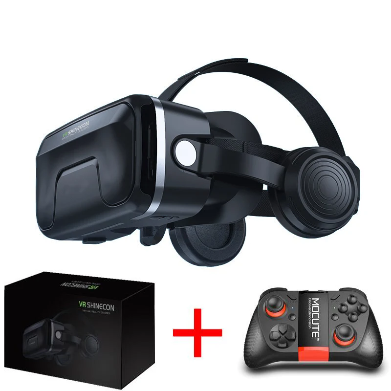 Новинка VR shinecon 6,0, гарнитура, обновленная версия, Очки виртуальной реальности, 3D очки VR, гарнитура для шлема, игровая коробка, игровая коробка - Цвет: Bundle 4