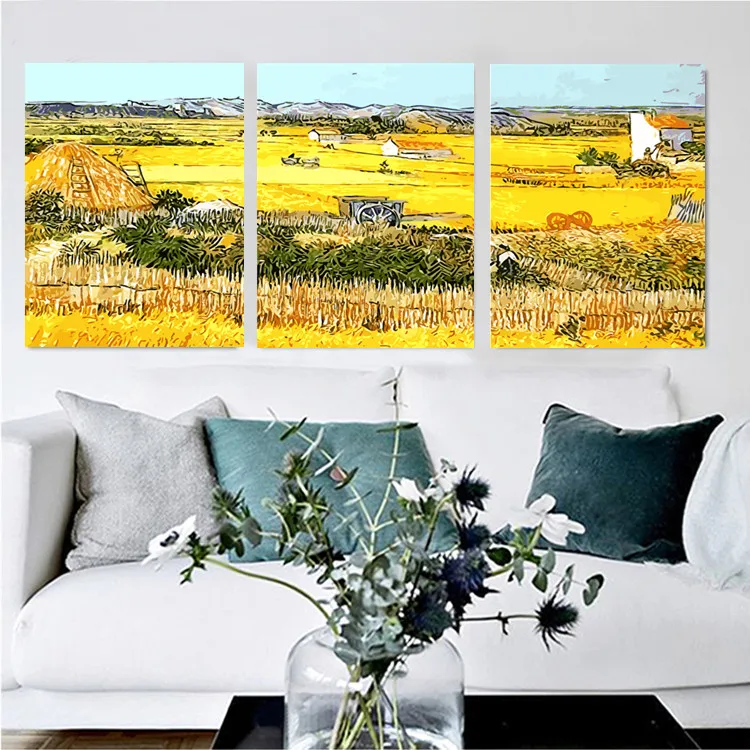 

3pcs/set 40*50 diy oil painting by numbers triptych acrylic painting coloring paint by number hand painted love Golden field