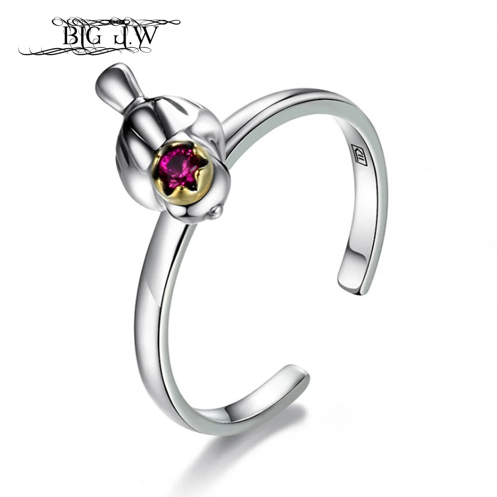 

BIG J.W Fashion Green Purple Cubic Zircon Rings For Women Chic Cute Bird 925 Sterling Silver Anillos Mujer Fine Jewelry Bijoux