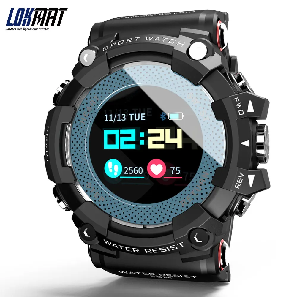 

LOKMAT Bluetooth Smart Watch Heart Rate Monitor Sport Waterproof Push Message Call Reminder Color Display For Android ios Phone