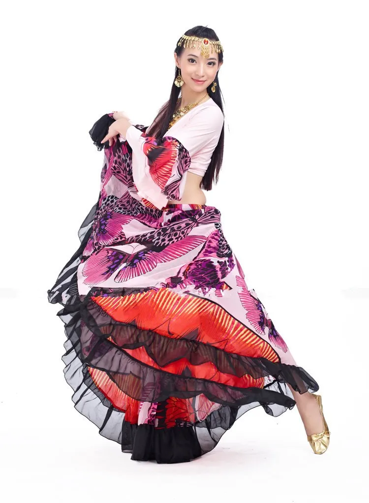720 градусов цветочный принт Цыганская юбка танец живота племенная одежда танец живота костюм одежда фламенко