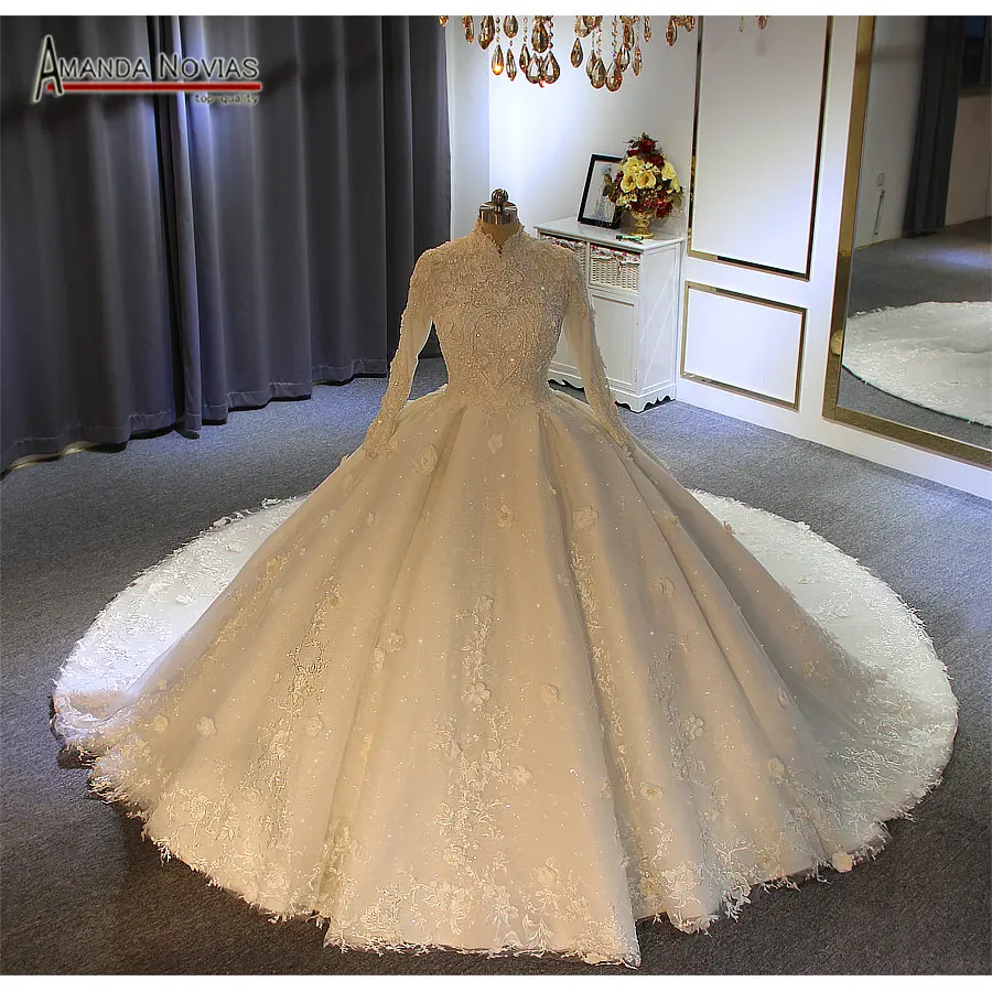 

abendkleider 2019 New muslim wedding dress ball gown amanda novias real photo high quality