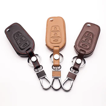 

For LiFan X60 3 buttons top layer leather remote control key cover case protection bag folding Auto Accessories starline a91
