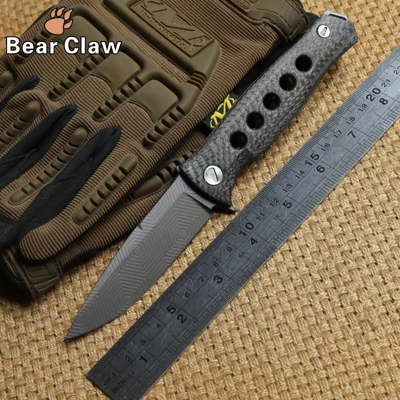 

DICORIA Mayo Russian Dr Death ball bearing Tactical Folding Knife D2 blade Outdoor Camping Carbon Fiber handle Knives EDC Tools