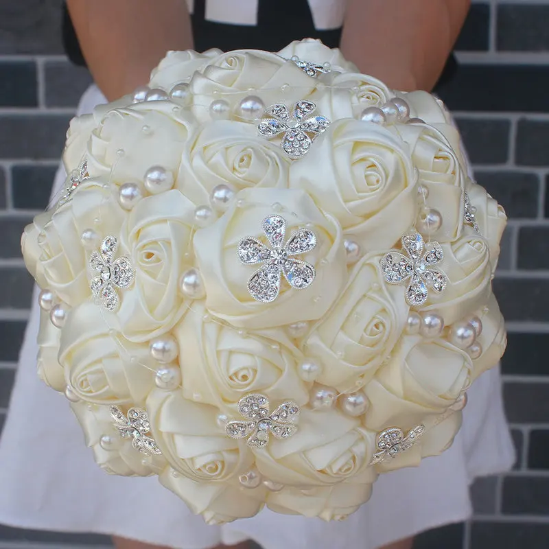 24 High-end super beautiful ribbon artificial flower wedding bridal bouquet Valentine's Day present Home decoration fake flower - Color: 24