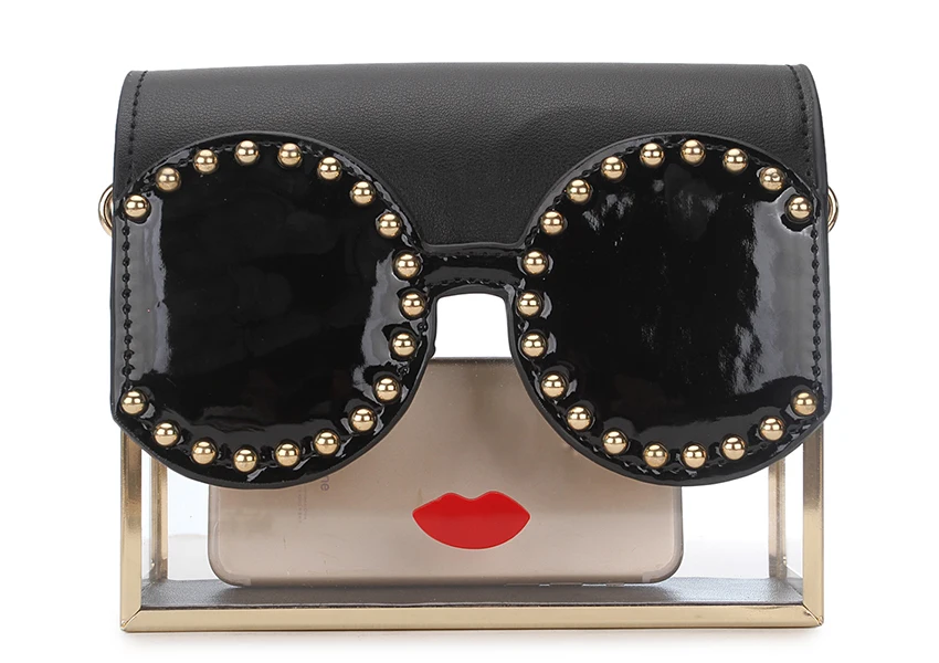 Lips Rivet Design Metal Cadeia Bolsa Crossbody
