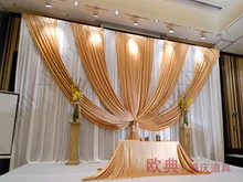 Luxury Gold Wedding Backdrop for Wedding Decoration Wedding Drape and Curtain with Detachable Swag