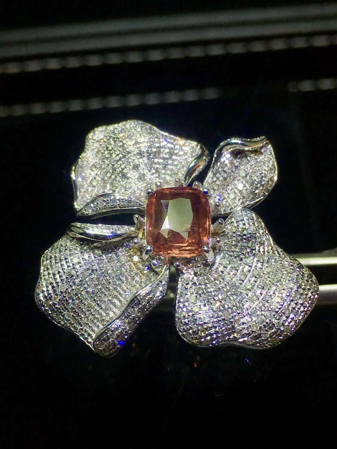 Сапфировое Кольцо 1.04ct Настоящее чистое 18 K природный розовый сапфир padpardscha