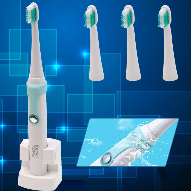 

Kemei 30000/Min Waterproof Rechargeable Electric Toothbrush Sonic Tooth Brush Brosse a Dent With 4 Replacement Heads S34