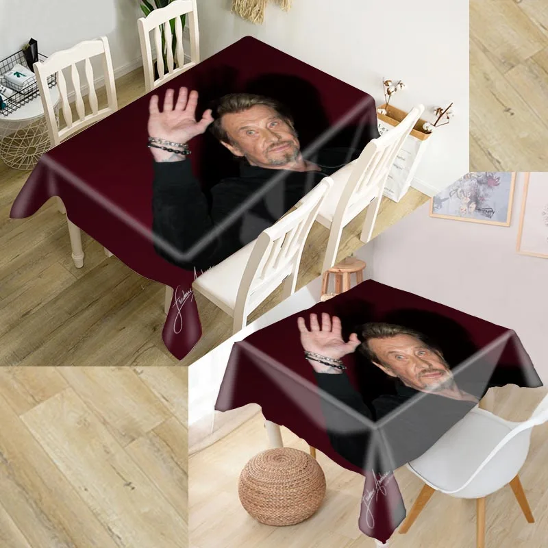 HEARMNY جوني Hallyday سماط 3D أكسفورد النسيج مربع/مستطيلة الغبار واقية غطاء الطاولة ل حزب ديكور المنزل التلفزيون يغطي
