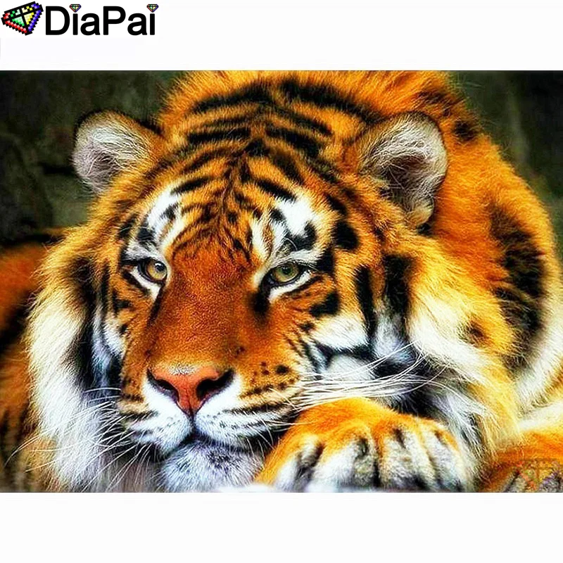 DIAPAI 100% Full Square/Round Drill 5D DIY Diamond Painting &quotAnimal tiger&quot Embroidery Cross Stitch 3D Decor A21063 | Дом и сад