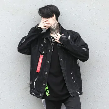 

2018 spring new washed denim jacket Hole New cotton outerwear jean jacket men Slim Fit Casual Men Fashion