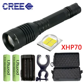 

Chip Lamp Hunting Light Led Flashlight Torch Lens Convoy Litwod 18650 3200lm 2 Pcs Battery Tactical Cree Xhp70 Shock