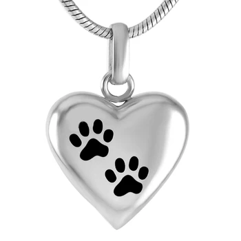 

MJD8458 316L Stainless Steel Heart Pendant Necklace Pets Dog Cat Paw Prints Cremation Ash Urn Jewelry