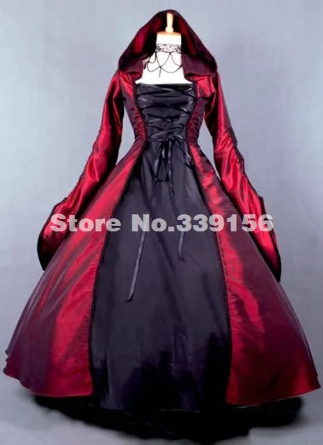 Halloween Vampire Gown Red and Black Civil War Gothic