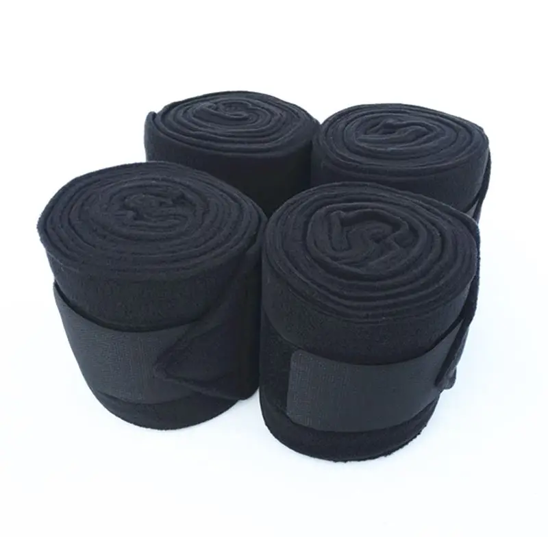4 Pieces Polar Fleece Horse Bandage Black Soft Equestrain Horse Leg Wraps Bandage - Цвет: Черный