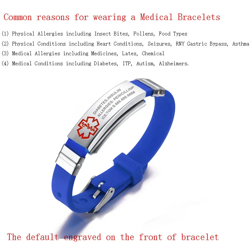 Engrave Name Id Bracelet Personalized Medical Remind Stainless Engrave Name Id Bracelet Personalized