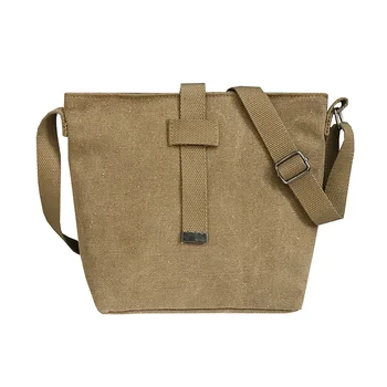 

Ladies' leisure ramp bag retro drawstring design postage bag student thickened canvas single shoulder bag pure color girl bag