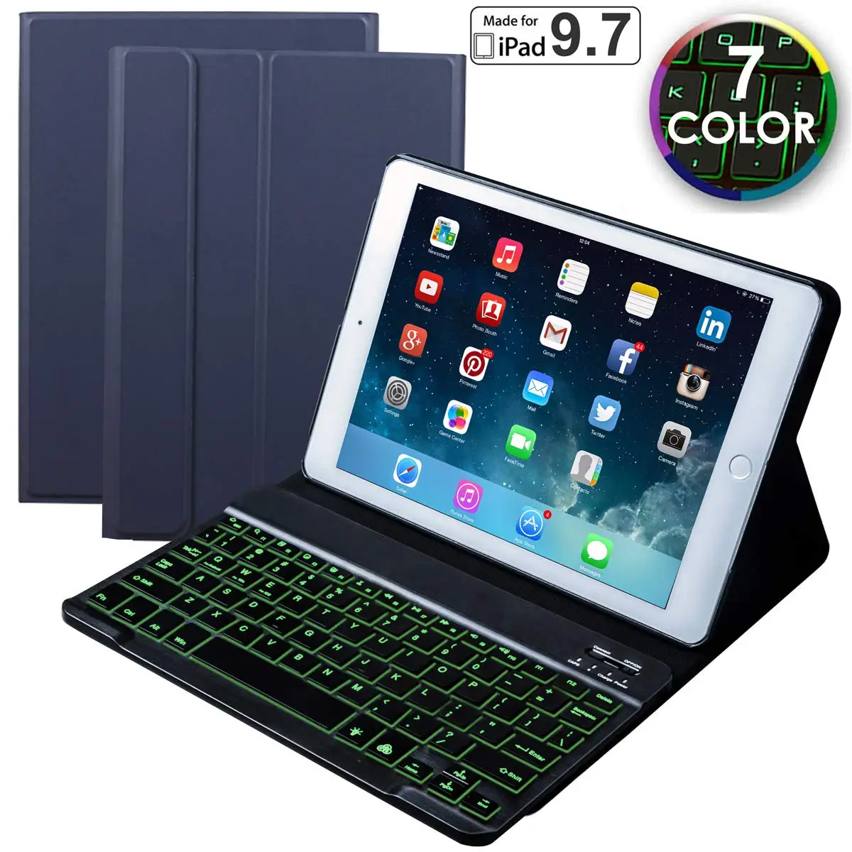 Задняя подсветка клавиатуры чехол для iPad 6th 9,7 2018 2017 Pro 9,7 Air 2 ультра тонкий PU кожаный чехол подставка авто сна чехол для iPad 9,7
