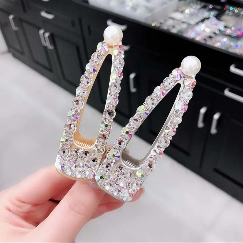 

2019 Luxury Rhinestones Crystal Hair Clips for Women Girls Duck Bill Clips Hair Accessories Ornaments Hair Jewelry Clip