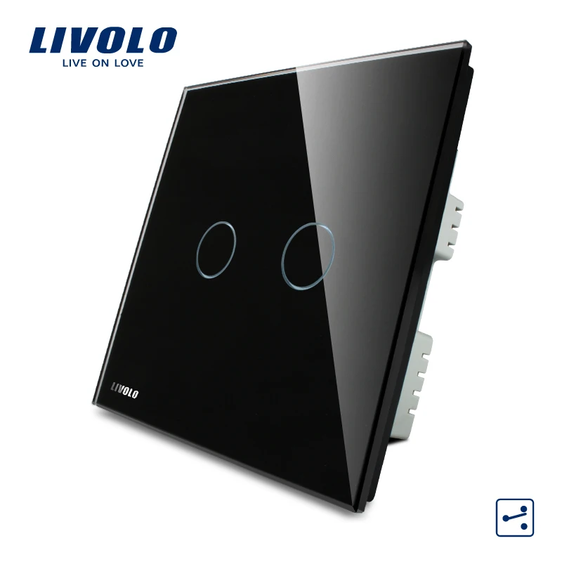 Livolo Wall Switch, Black Pearl Crystal Glass Panel, Home Touch Screen