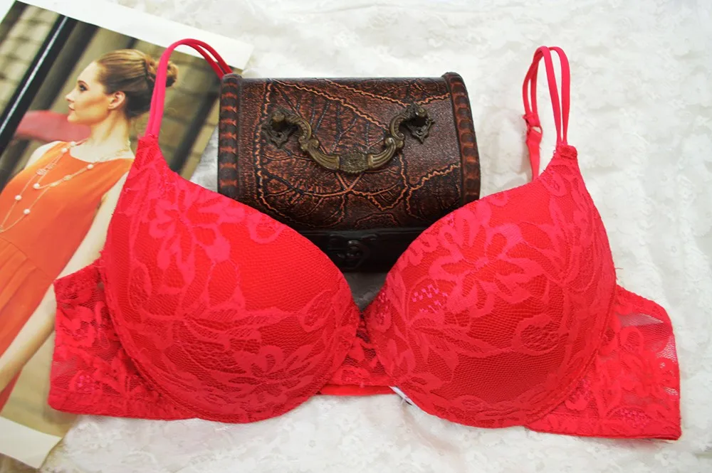 sports bra New Brand Women Sexy THICK Padded Up Embroidery Lace Print Plunge Brassiere Bra Push Up Bras 70 75 80 85 90 95 100 A B C D E strapless