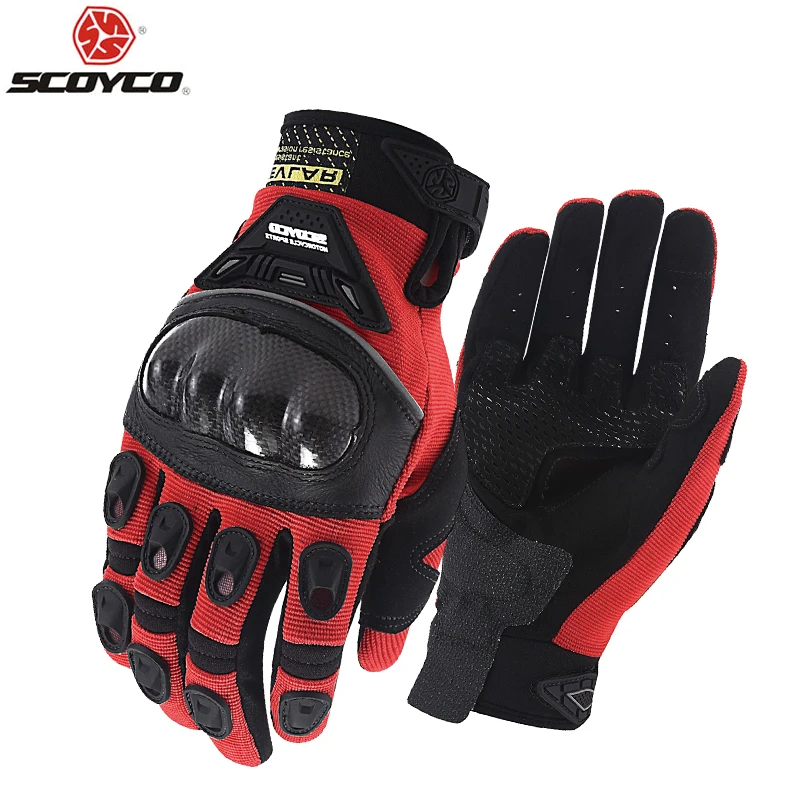 Scoyco Motorcycle Gloves Touchscreen Carbon Fiber Knuckle Protect Glove ...