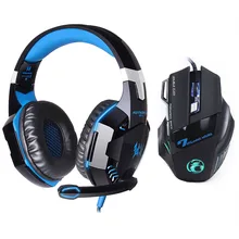EACH G2000 LED Lights Hifi Pro Gaming Headphone Game Headset+7 Button 5500 DPI Professional Gamer Gaming Mouse Game Mice Gift