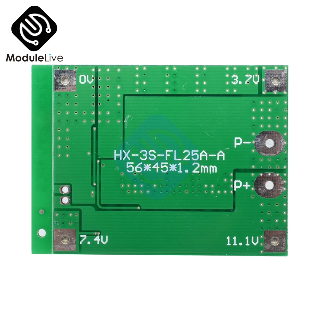 3 S 25A Li-Ion 18650 BMS батарея PCM Защитная плата BMS PCM с балансом для литий-ионных плата защиты литий-полимерных аккумуляторов модуль 12 В