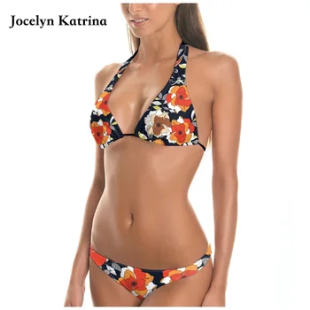 

Bandage Bikini Low Waist Bathing Suit For Women Floral Print Swimming Suit Wire Free Swimwear Brazilian Biquini Beachwear
