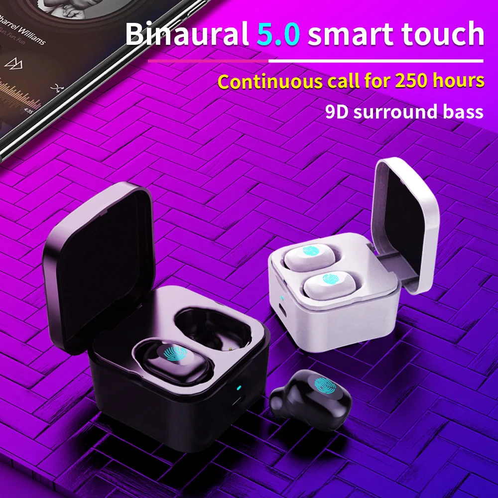 TWS 5,0 Bluetooth наушники беспроводные наушники отпечатков пальцев сенсорная Спортивная бас гарнитура с микрофоном стерео для бега спорта TWS 5,0 Bluetooth наушники беспроводные наушники отпечатков пальцев сенсорная Спортивная бас гарнитура с микрофоном стерео для бега спорта
