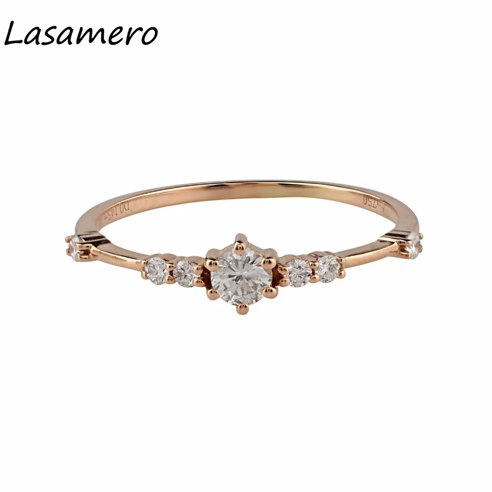 LASAMERO 0.15CT круглая форма натуральные алмазные акценты арт деко Винтажный стиль 18k