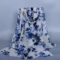 10pcs/lot printe big flower viscose design shawls cotton voile autumn wrap plain long hijab scarves/scarf 10pcs/lot 180*90cm